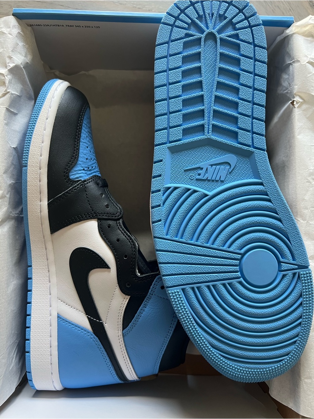 Jordan Air 1 High UNC RETRO— White / Black / University Blue - Picture 6 of 7